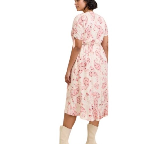 Torrid Womens Midi Swiss Surplice Dress Ivory Cream Paisley Pockets Plus 4X - Picture 4 of 6